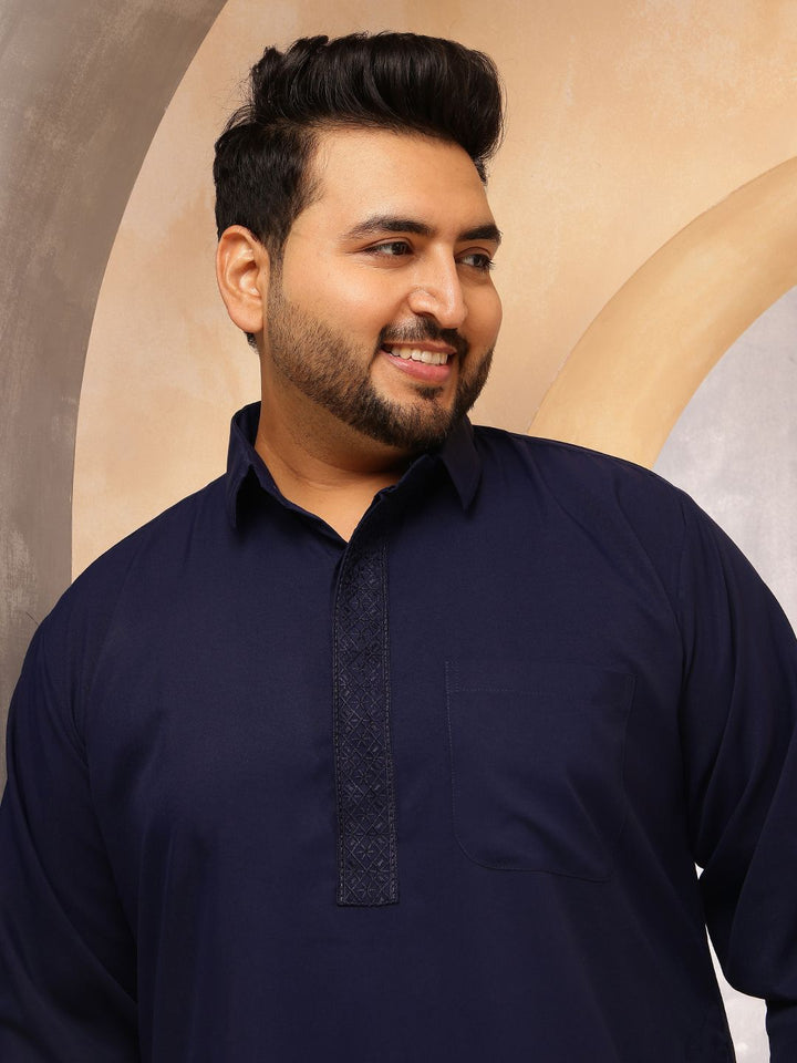 SOJANYA PLUS Shirt Collar Pathani Kurta With Pyjama