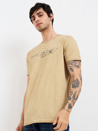 SPYKAR Men Typography Printed Round Neck Cotton Slim Fit T-shirt