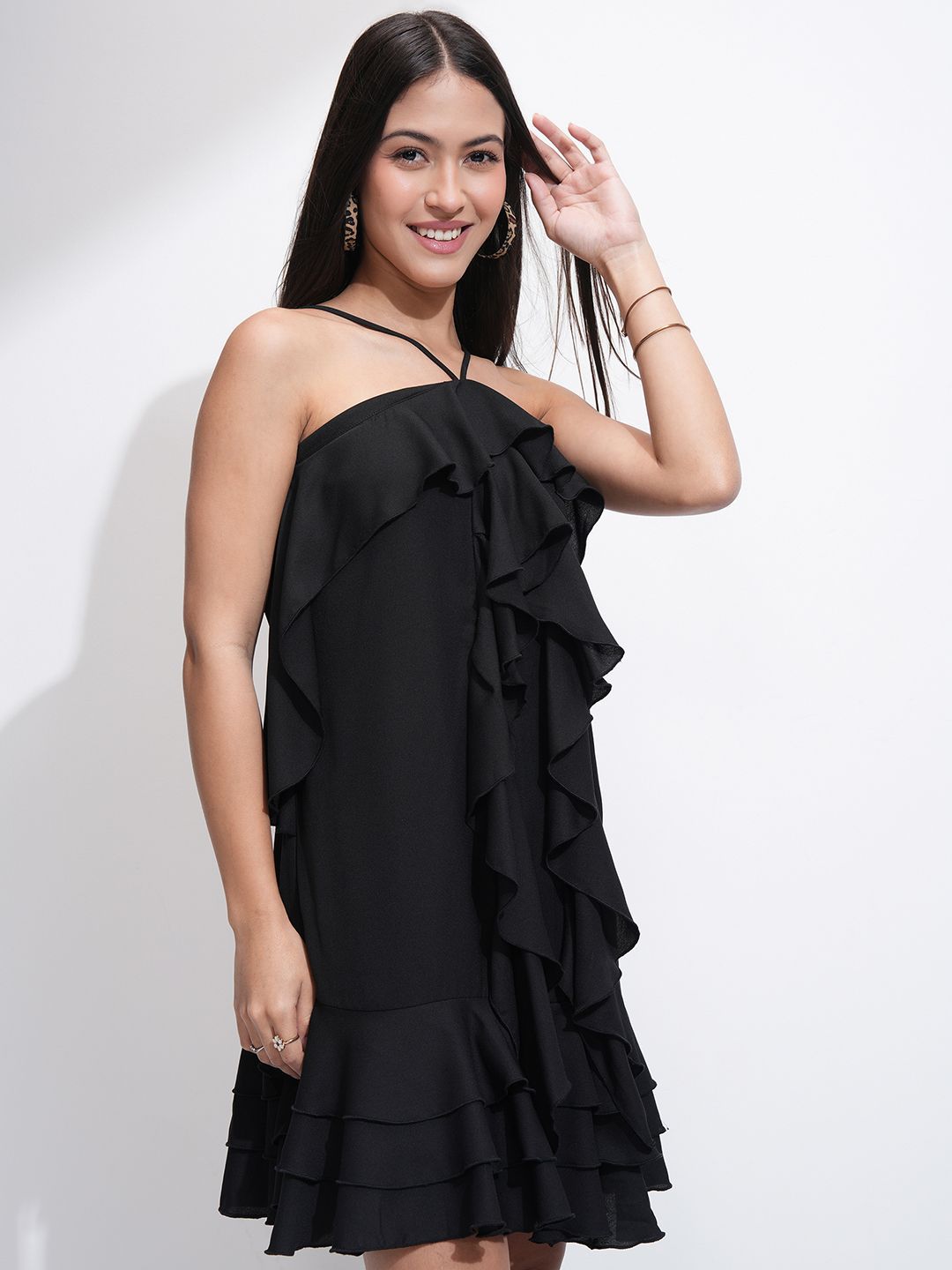 Tokyo Talkies Women Printed Full Sleeve Mini Wrap Dress