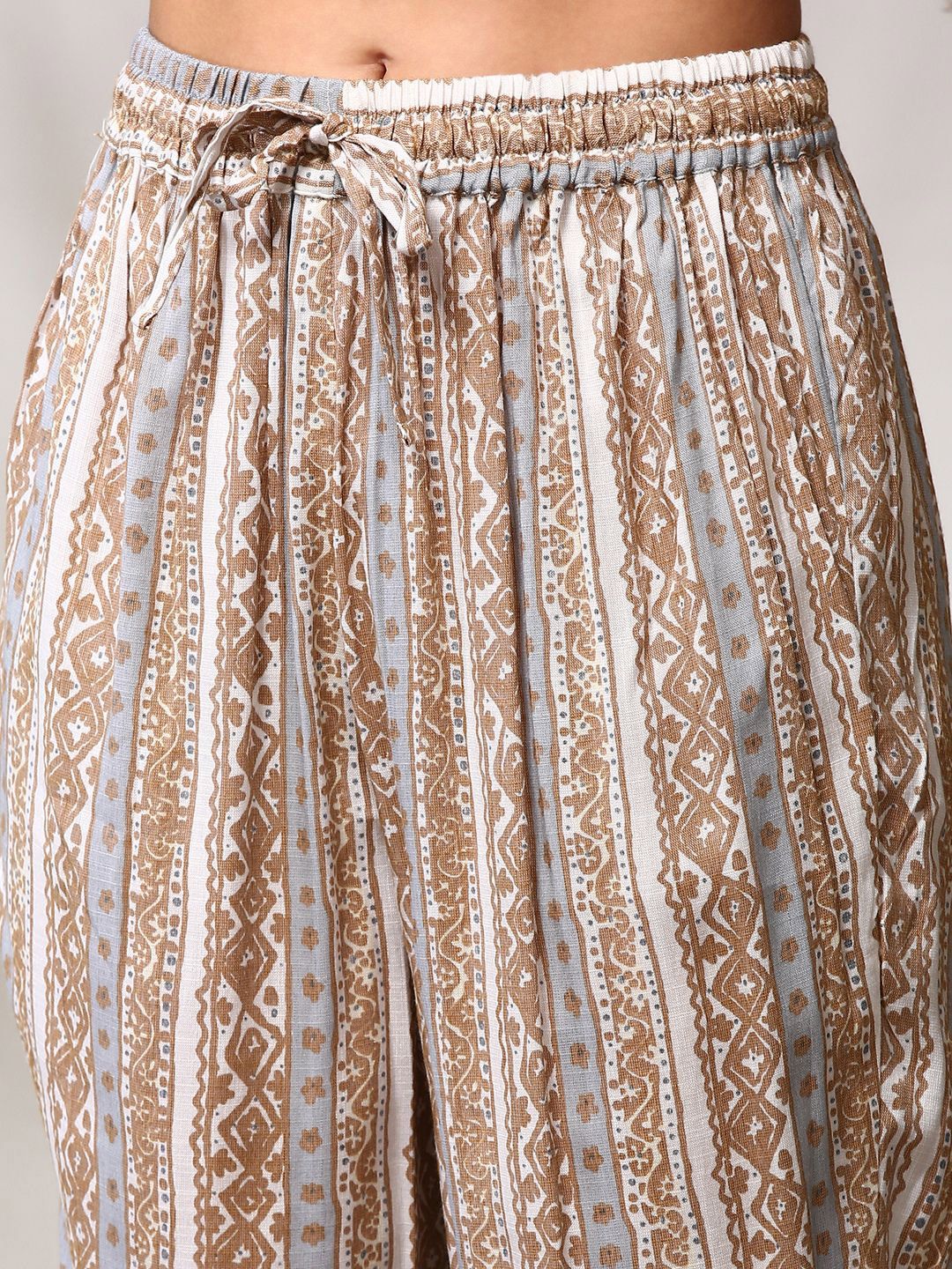 Anouk Floral Printed Regular Straight Kurta with Trousers & Dupatta