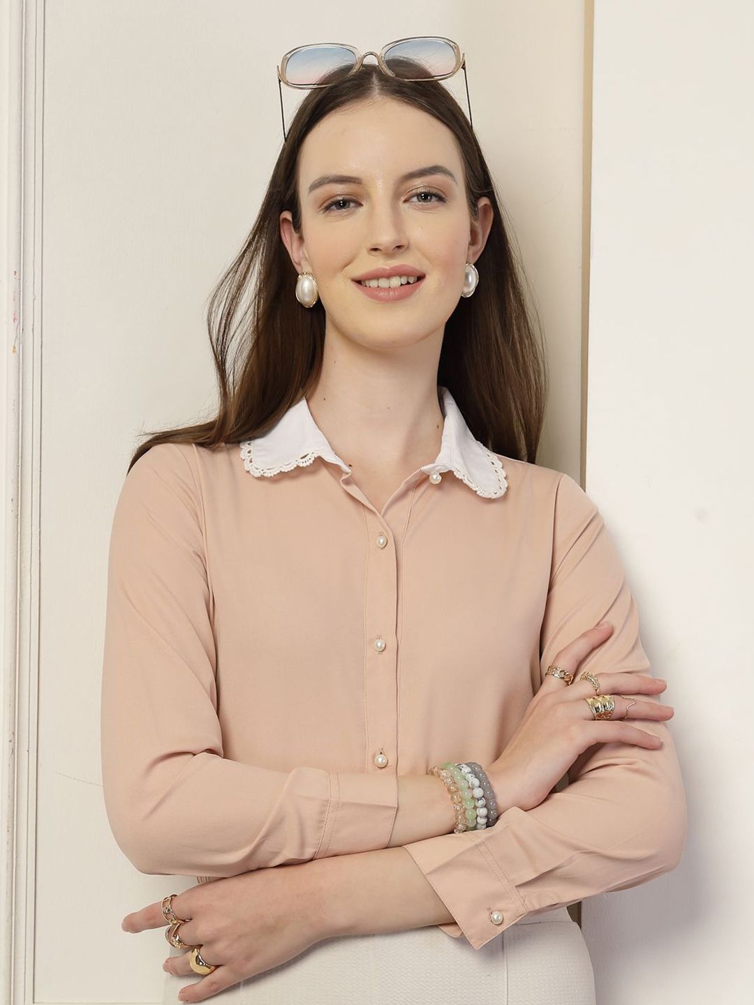 Style Quotient Women Smart Opaque Colourblocked Formal Shirt