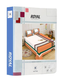 KLOTTHE Orange Geometric 400 TC King Bedsheet with 2 Pillow Covers