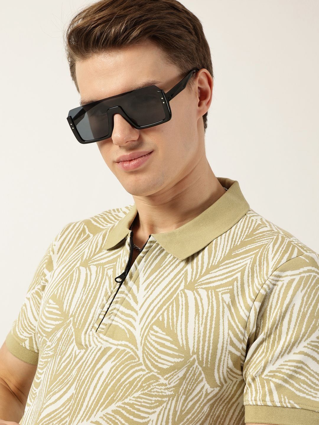 Thomas Scott Men Floral Printed Polo Collar Pockets T-shirt