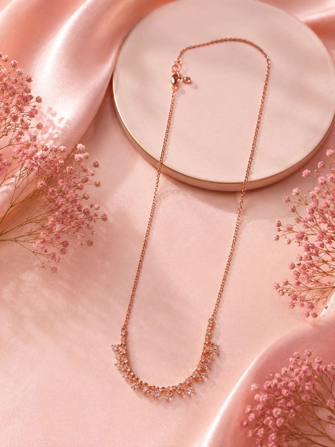 PANASH Women Rose Gold Crystal Beaded Statement Necklace
