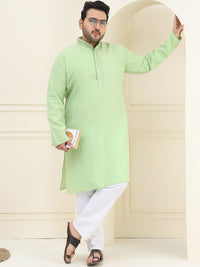 SOJANYA PLUS Woven Design Mandarin Collar Pure Cotton Straight Kurta with Pyjamas