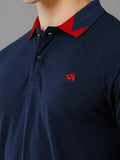 ADRO Men Navy Blue Cotton Tshirts