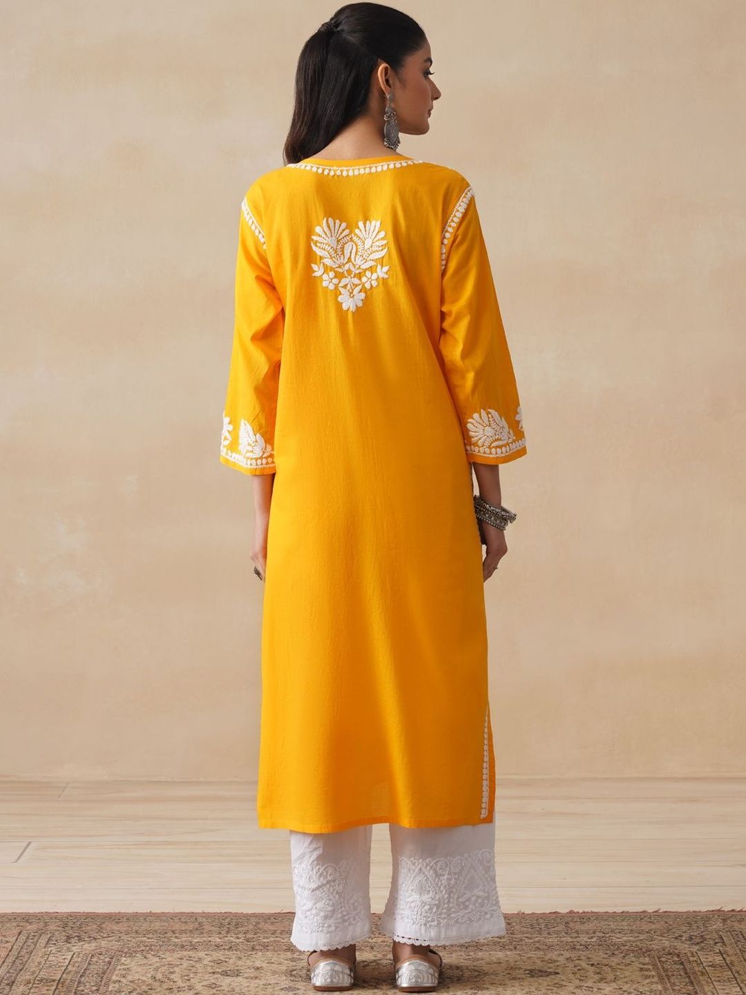 Rumah Wanita Chikankari Sulam Kurta Chikankari