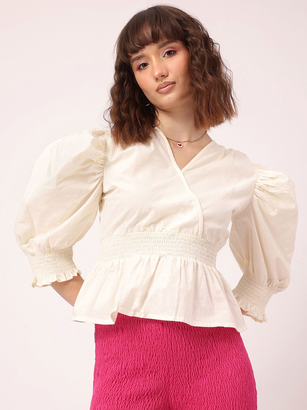 DressBerry Smocked Cinched Waist Top