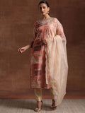 Libas Ethnic Motifs Printed Organza Straight Kurta With Trouser & Dupatta