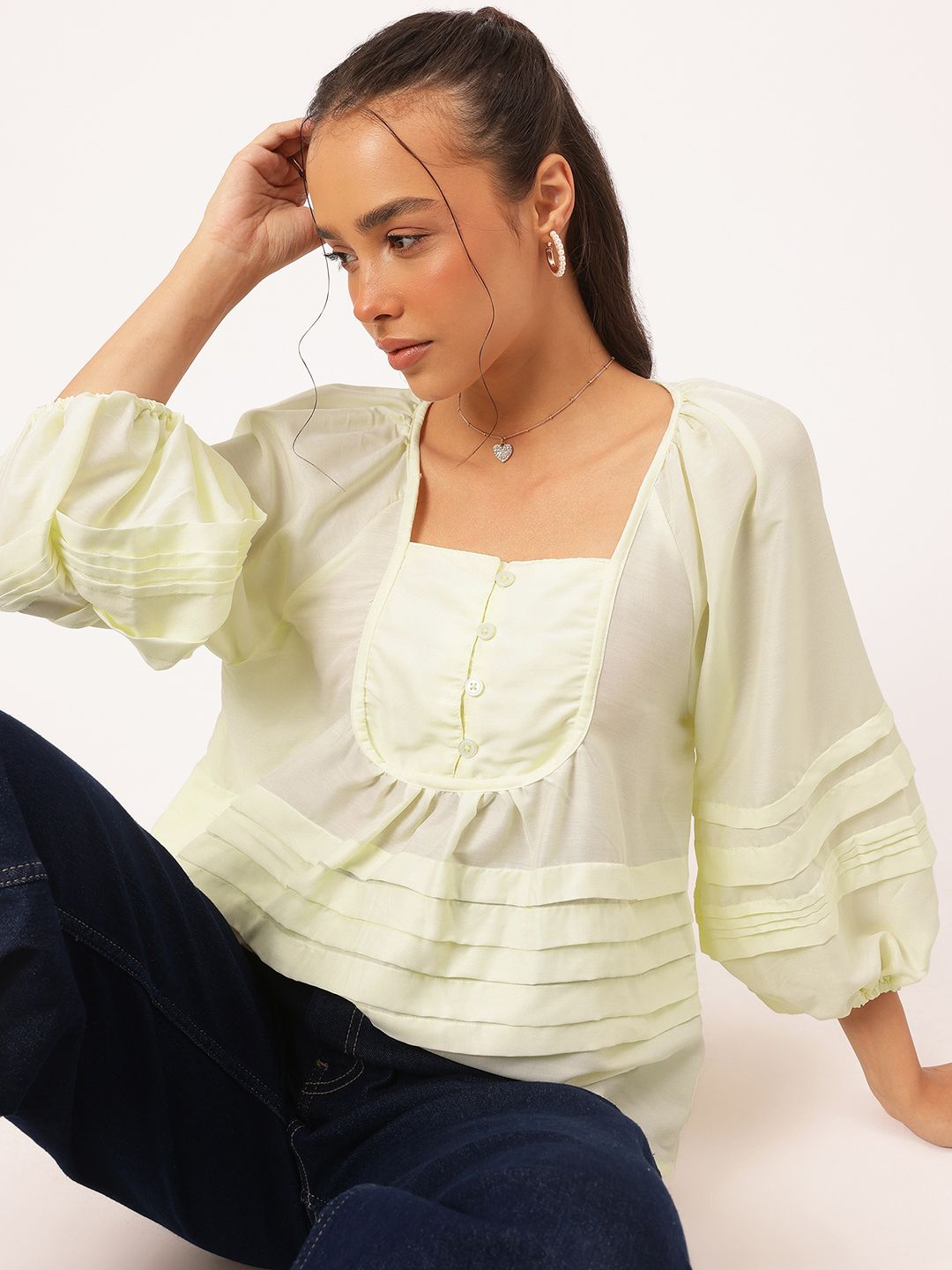 DressBerry Effortless Elegance Pleated A-Line Top