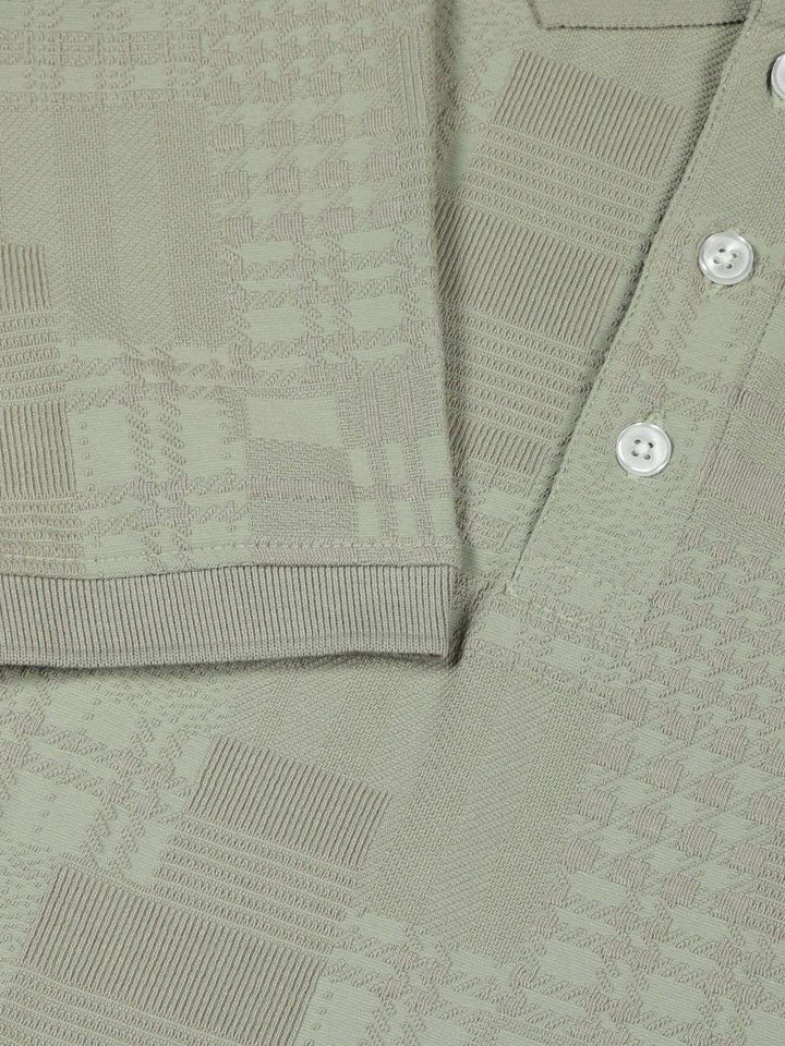 Thomas Scott Men Textured Polo Collar Regular Fit T-shirt