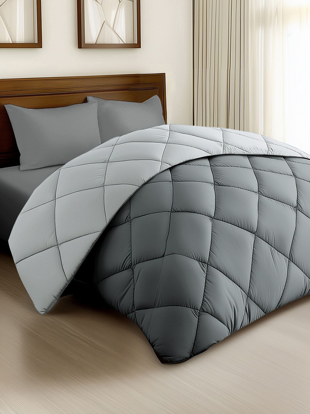 Story@home Melange & Grey Solid Reversible 240 GSM Heavy Winter Double Bed Comforter