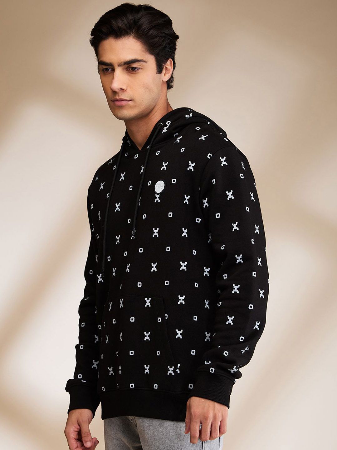 Being Human Geometric Printed Hooded Long Sleeves Pullover