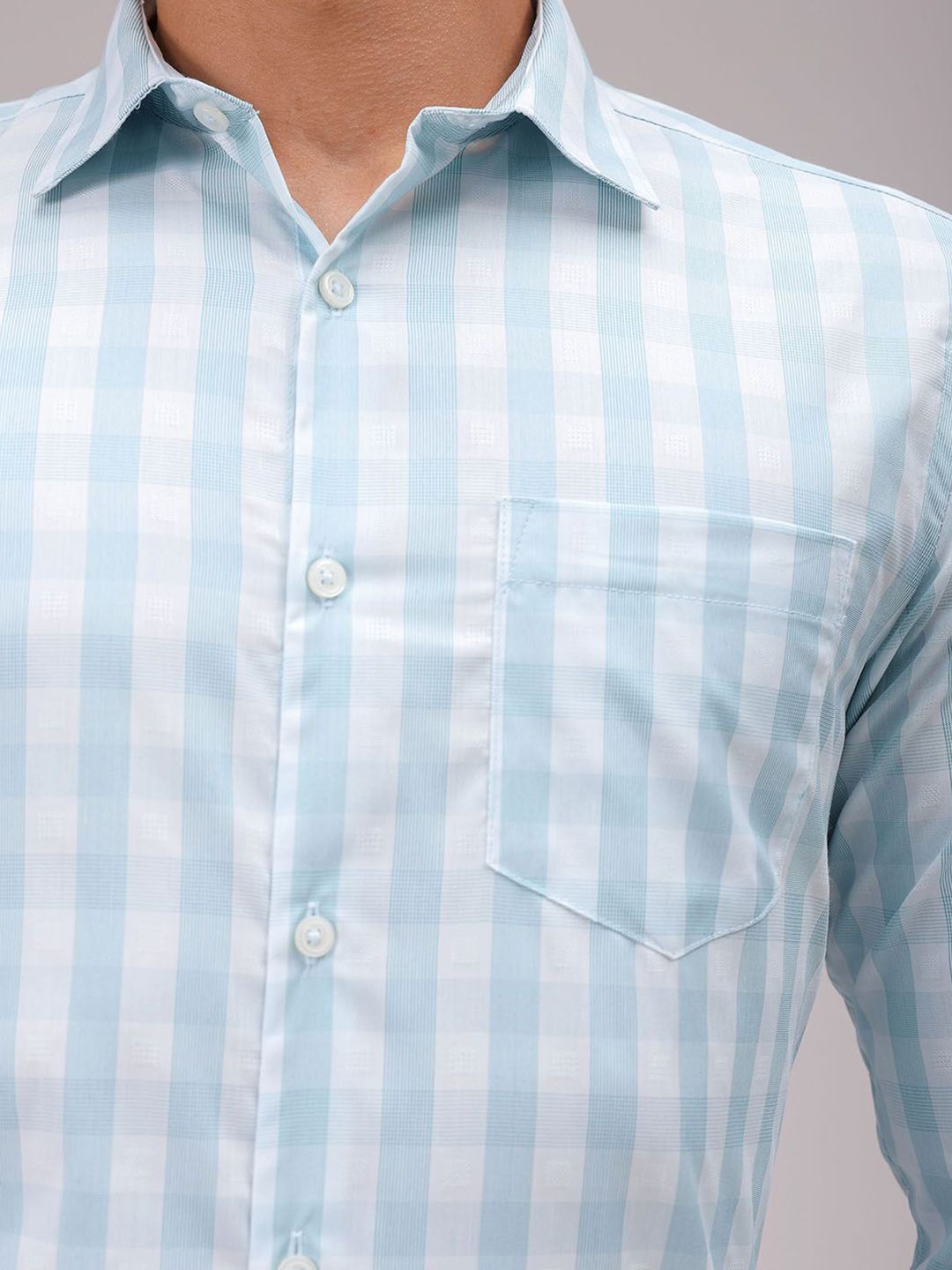 The Indian Garage Co. X Luxe Men Cutaway Collar Checked Slim Fit Formal Shirt