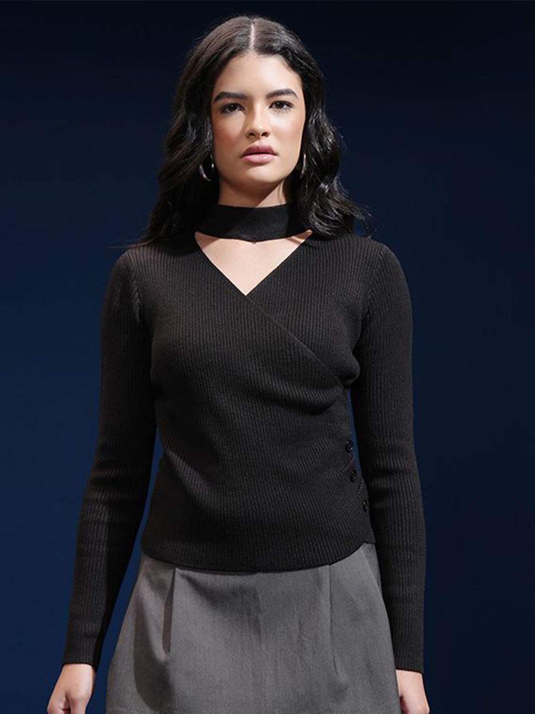 Tokyo Talkies Women Ribbed Pullover
