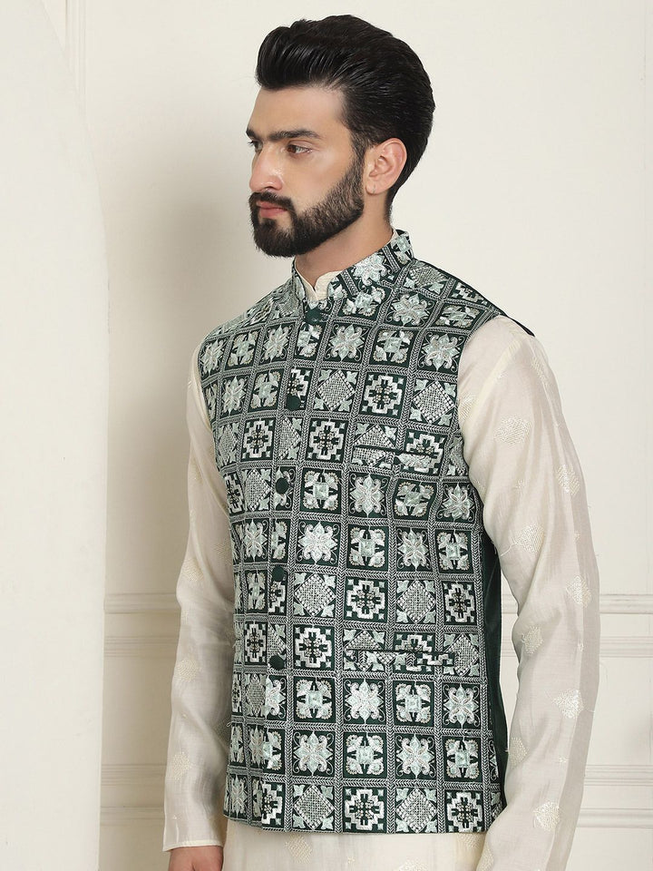SOJANYA LUXE Jaket Nehru Kolar Mandarin Sulam Lelaki