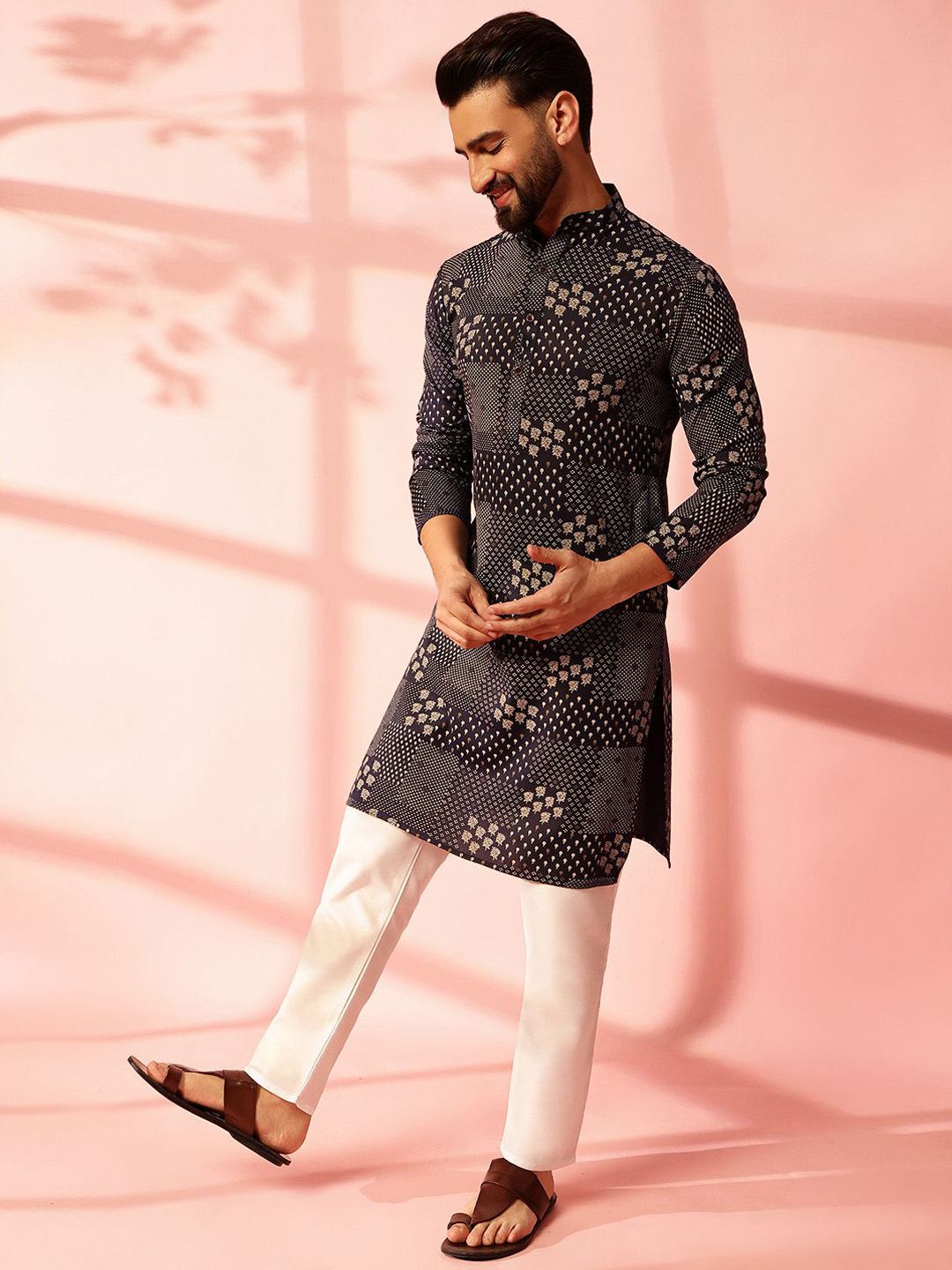 Anouk Men Bandhani Printed Regular Kurta with Pyjamas