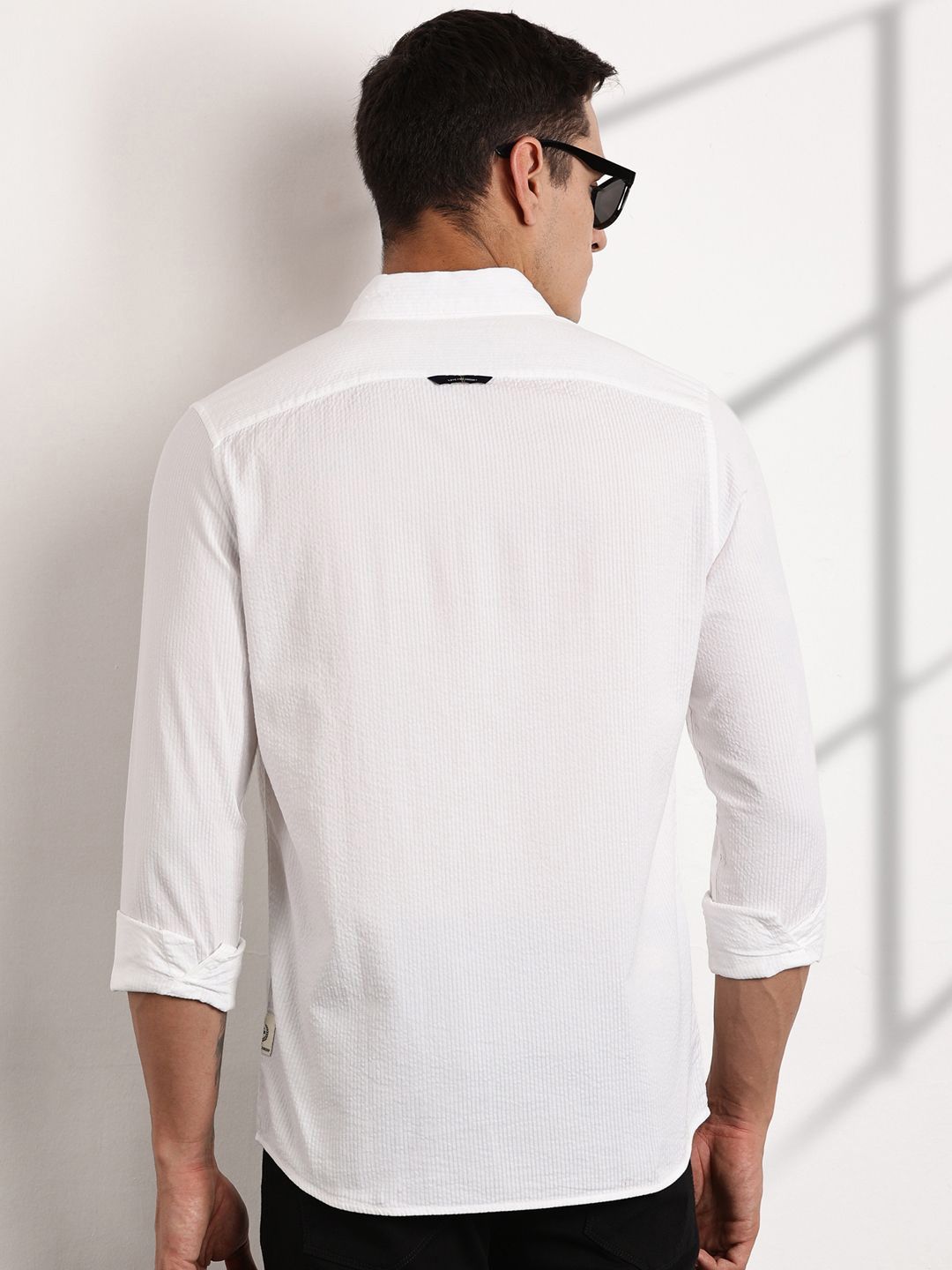 Thomas Scott Men Premium Regular Fit Long Sleeves Pinstripes Casual Shirt