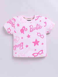 Happy Faces Kids Girls Barbie Printed Pure Cotton T-Shirt