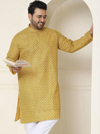 SOJANYA PLUS Floral Woven Design Mandarin Collar Regular Cotton Straight Kurta