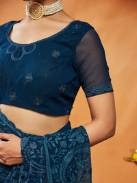 kasee Tenunan Design Bersulam Tulen Georgette Saree