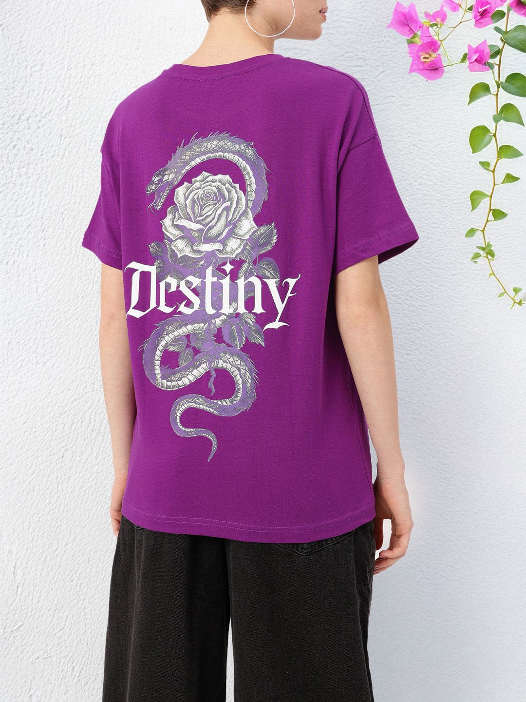 DressBerry Rebel Destiny Printed Drop Shoulder Relaxed Fit T-shirt