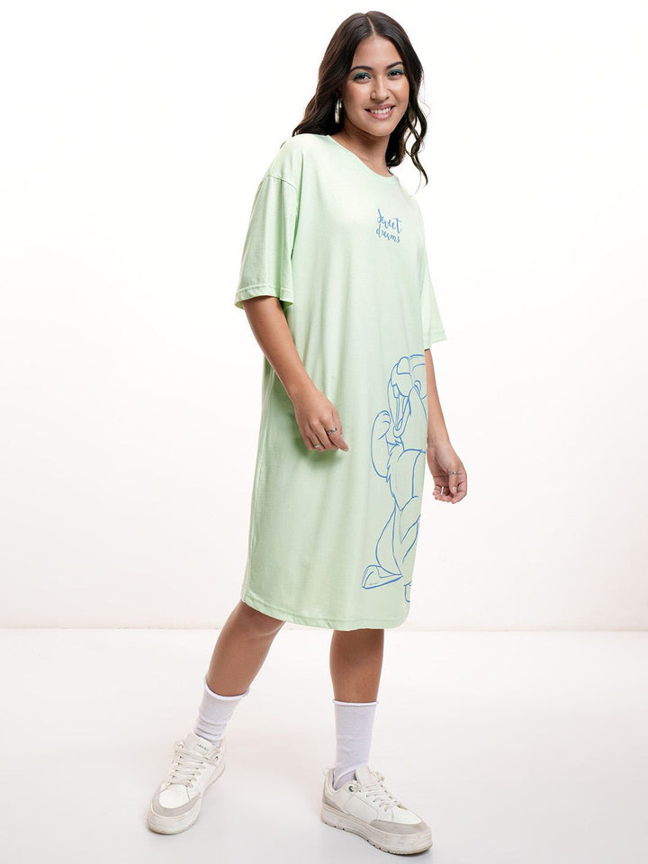Tokyo Talkies Women Disney Thumper Graphic Printed Boxy Mini Cotton TShirt Dress