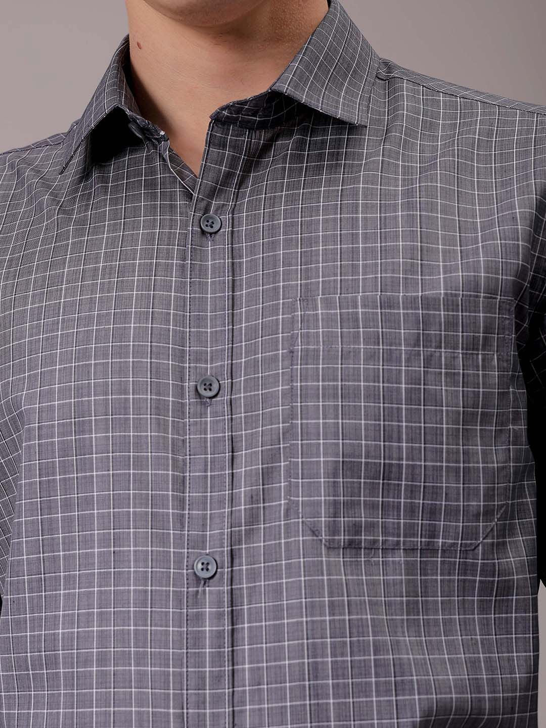 The Indian Garage Co. X Luxe Men Spread Collar Micro Checked Slim Fit Formal Shirt