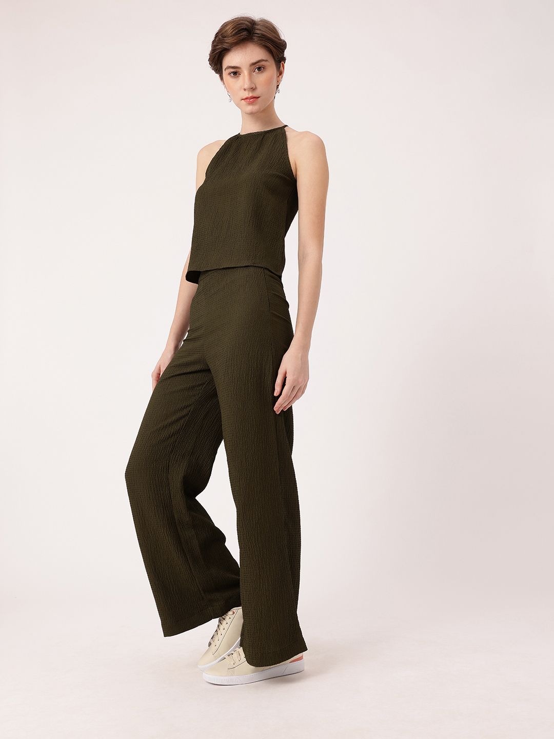 DressBerry Breezy Vibe Seersucker Sleeveless Top & Trousers Co-Ords