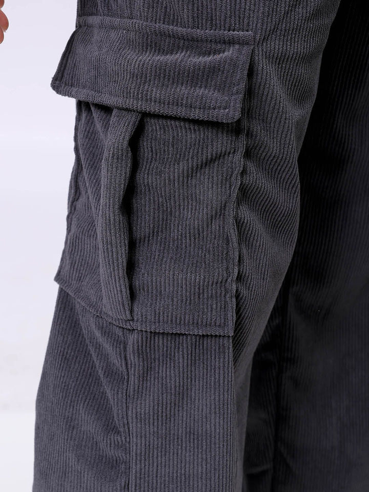 The Indian Garage Co Men Textured Loose Fit Cargos Trousers