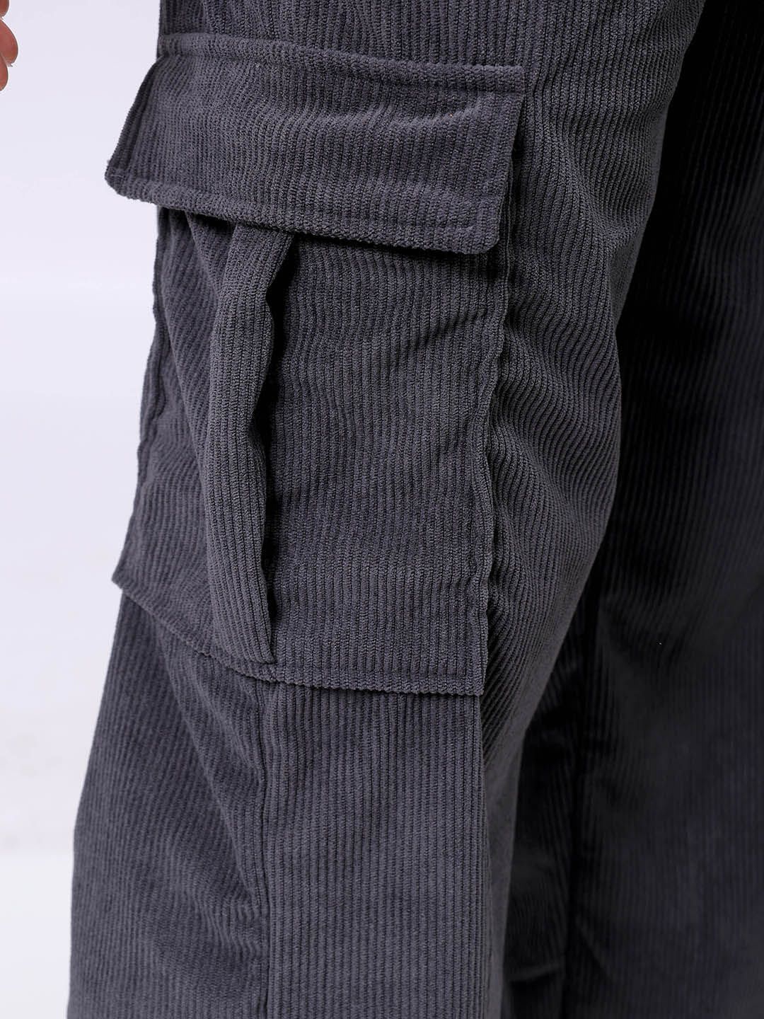 The Indian Garage Co Men Textured Loose Fit Cargos Trousers
