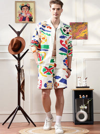 Eszett Ethnic Motifs Printed Spread Collar Oversized Pure Cotton Shirt With Shorts