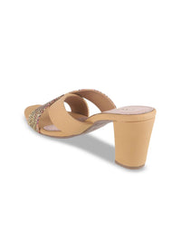 Mochi Women Embellished Block Peep Toes Heels