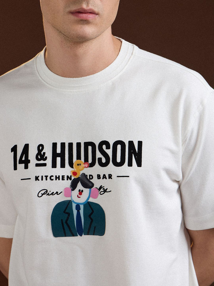 THE BEAR HOUSE Men Printed Drop-Shoulder Sleeves T-shirt
