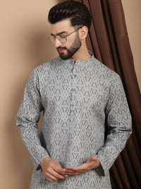 Anouk Mandarin Collar Long Sleeves Ethnic Motifs Cotton Kurta