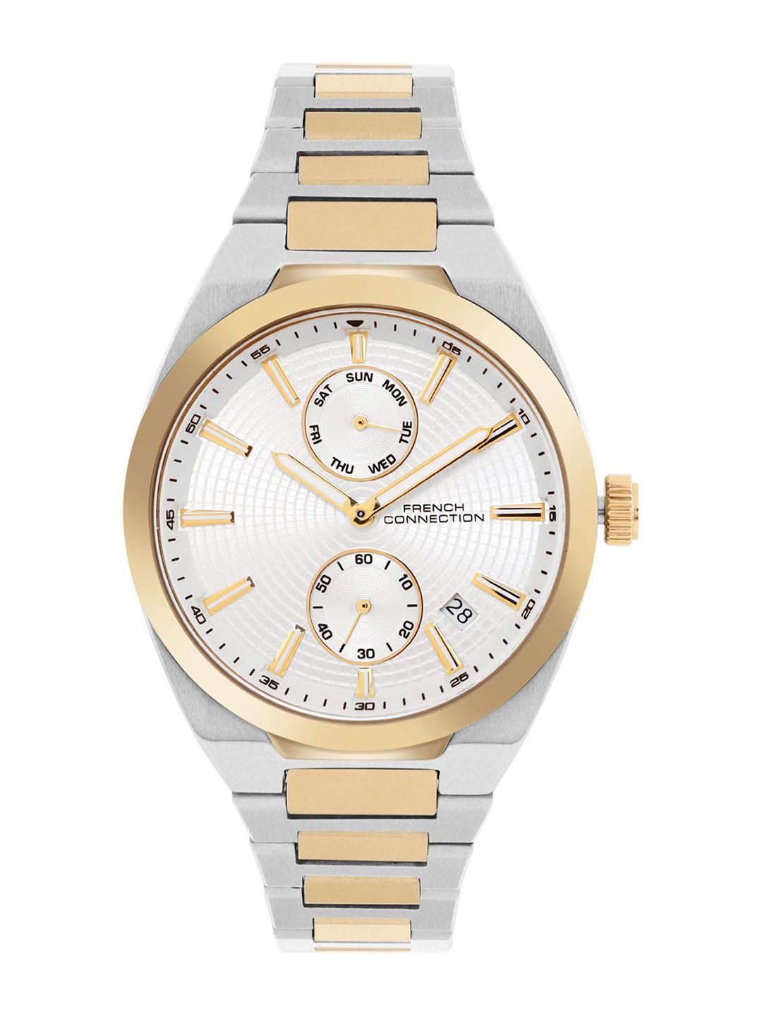 Sambungan Perancis Lelaki Dial & Gelang Keluli Tahan Karat Tali Analog Watch FCH03TM