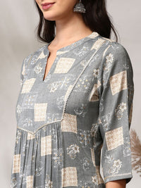 Anouk Geometric Printed Regular Straight Kurta with Trousers & Dupatta
