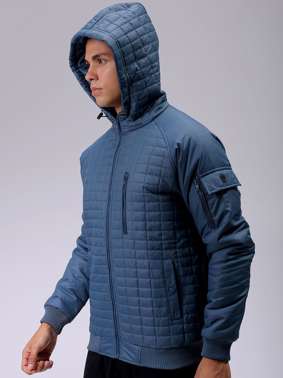 The Indian Garage Co Men Hooded Slim Fit Bomber Jacket