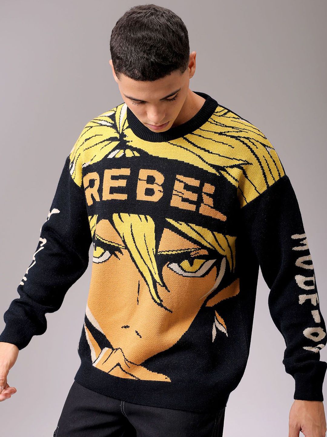 The Indian Garage Co Men Graphic Printed Winter Pullover