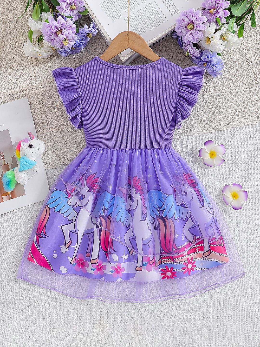 YK Girls Striped Fit and Flare Dress