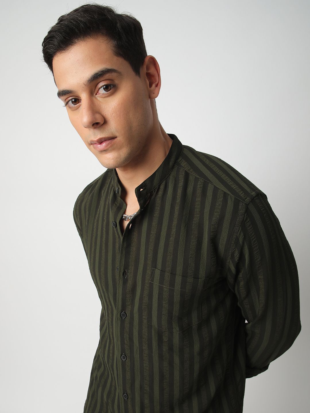 VASTRADO Men Classic Slim Fit Opaque Striped Casual Shirt