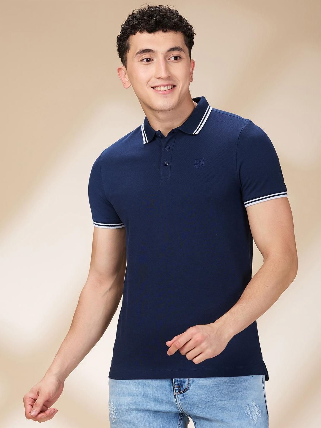 Being Human Men Solid Polo Collar Cotton Slim Fit T-shirt