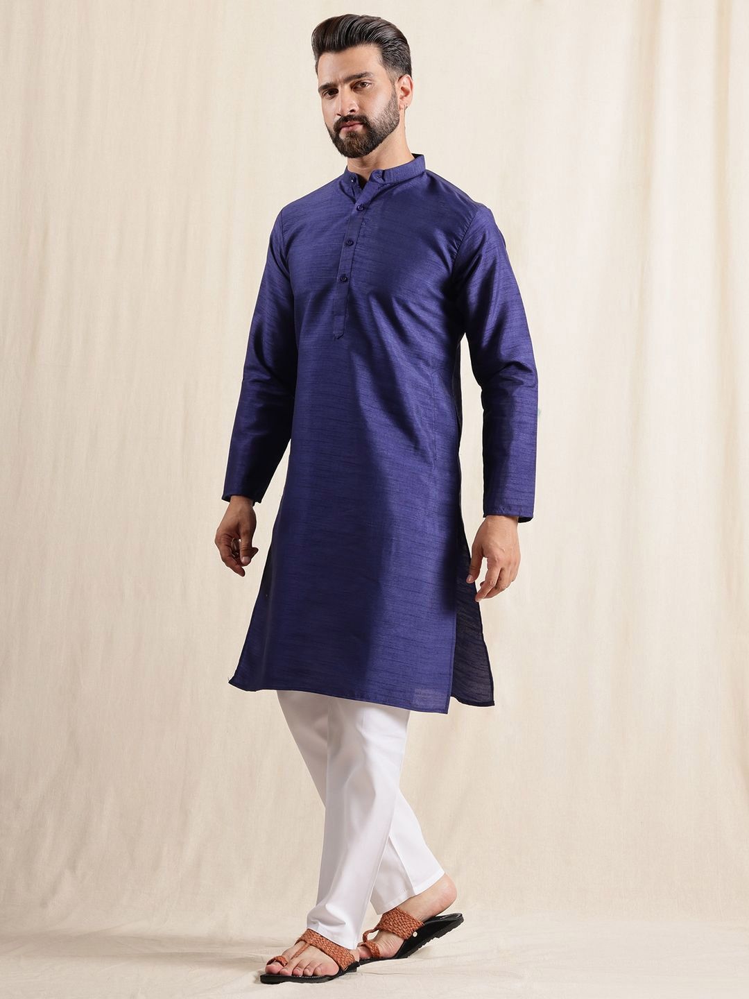 Anouk Men Mandarin Collar Regular Straight Kurta with Pyjamas