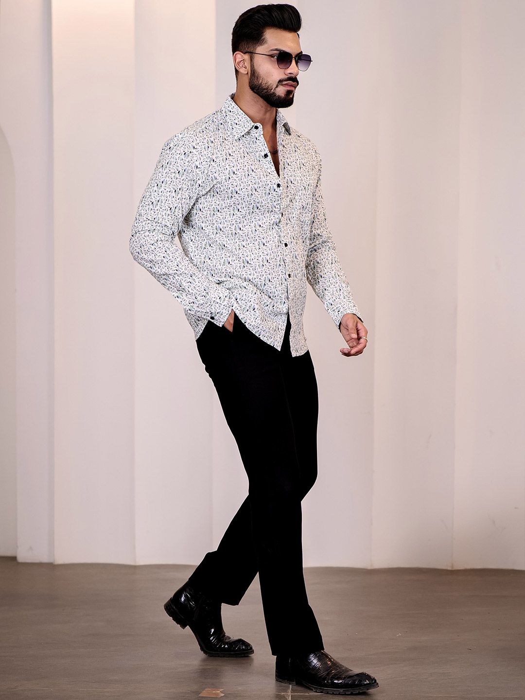 Baju Kasual Linen Kolar Bercetak Perbualan Eszett
