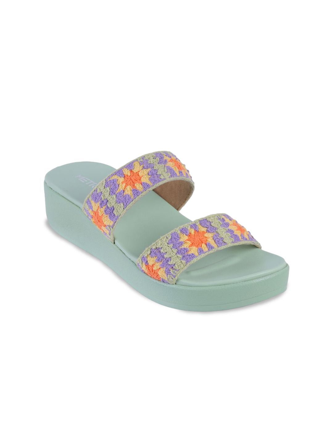 Metro Women Embroidered Open Toe Flats