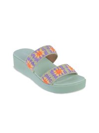 Metro Women Embroidered Open Toe Flats