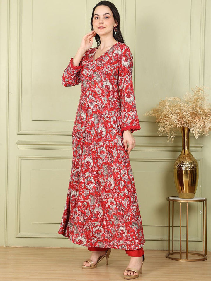 W Women Floral Printed Regular Kurta with Trousers & With Dupatta