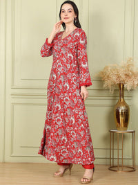 W Women Floral Printed Regular Kurta with Trousers & With Dupatta