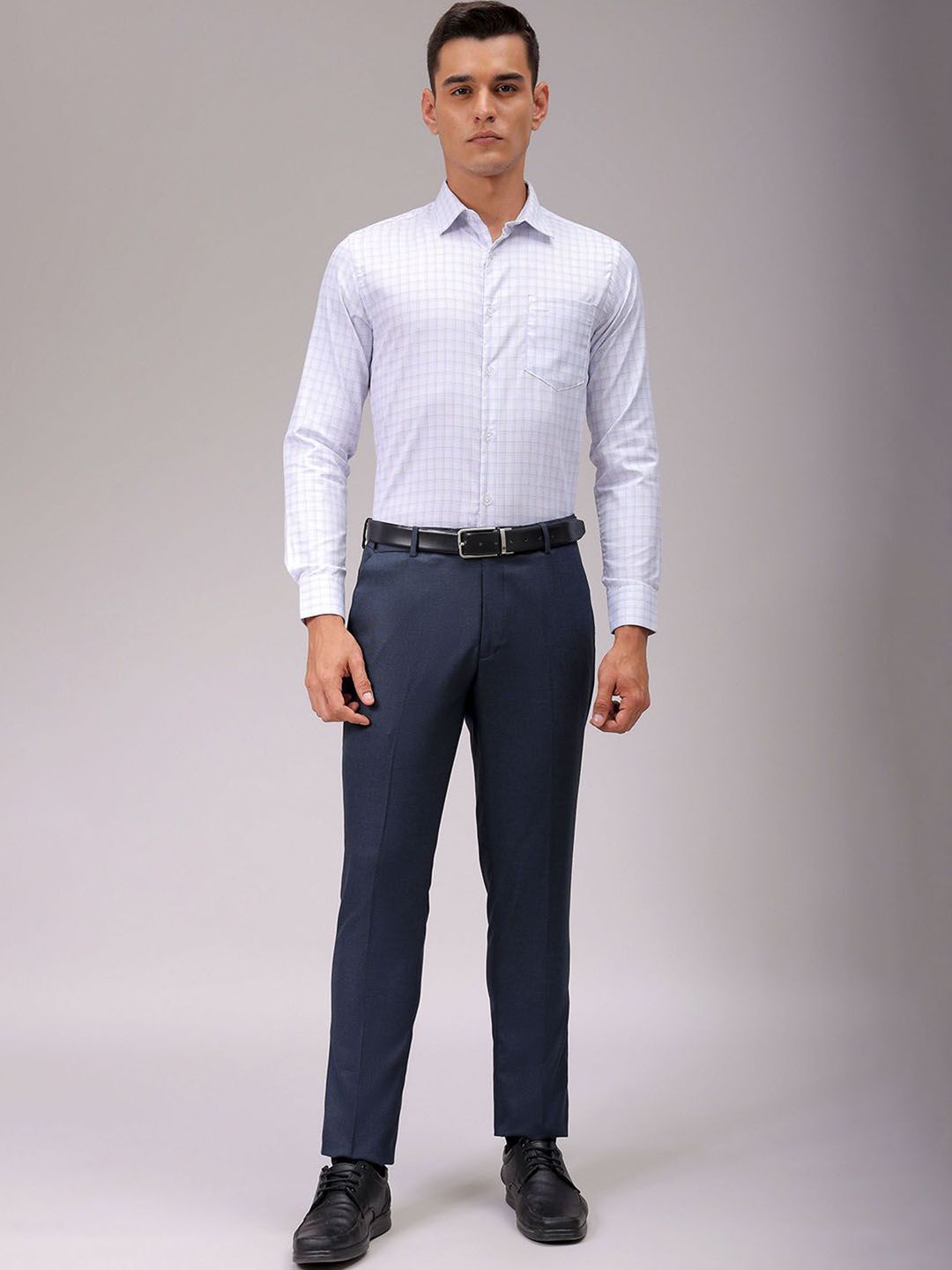 The Indian Garage Co. X Luxe Men Cutaway Collar Checked Slim Fit Formal Shirt