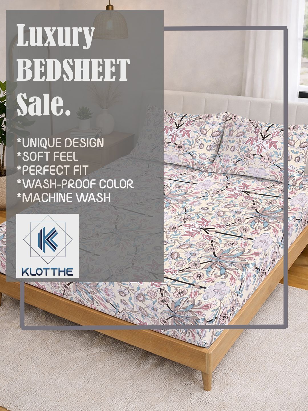 KLOTTHE Multi Floral  300 TC Super King Fine Bedsheets